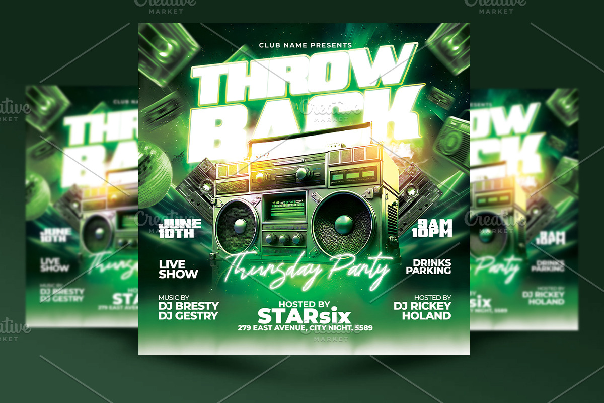 Retro 90s Party Flyer Template