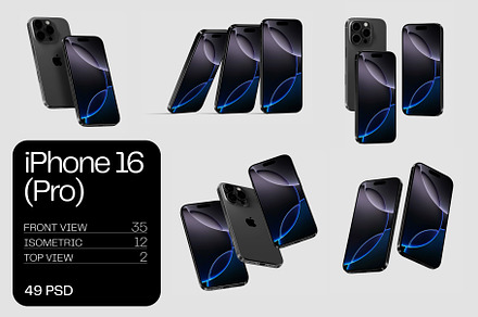iPhone 16 pro mockups (49 PSD)