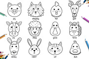 Farm Animals Faces Collection, an Animal Illustration by Gulnara Sabirova (Thumbnail 3 of 8)