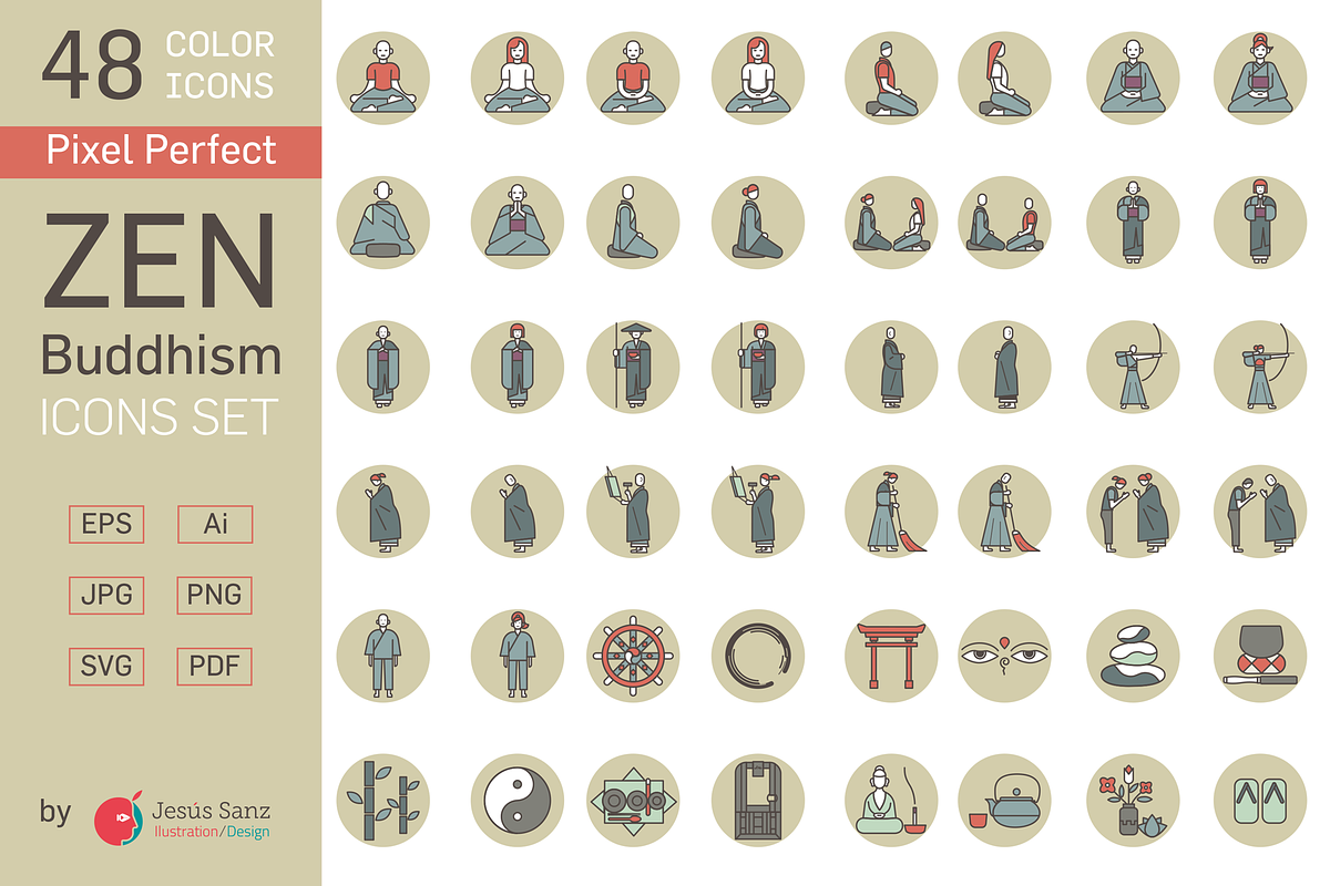Zen Buddhism Icon Set, an Outline Icon by ÁRTICA (Photo 2 of 4)