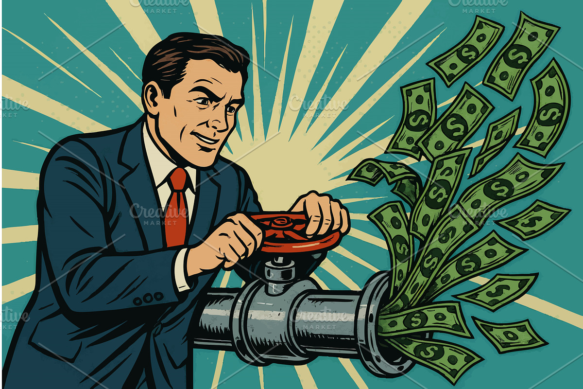 Businessman Controlling Flow of, a Person Illustration by AlexArt