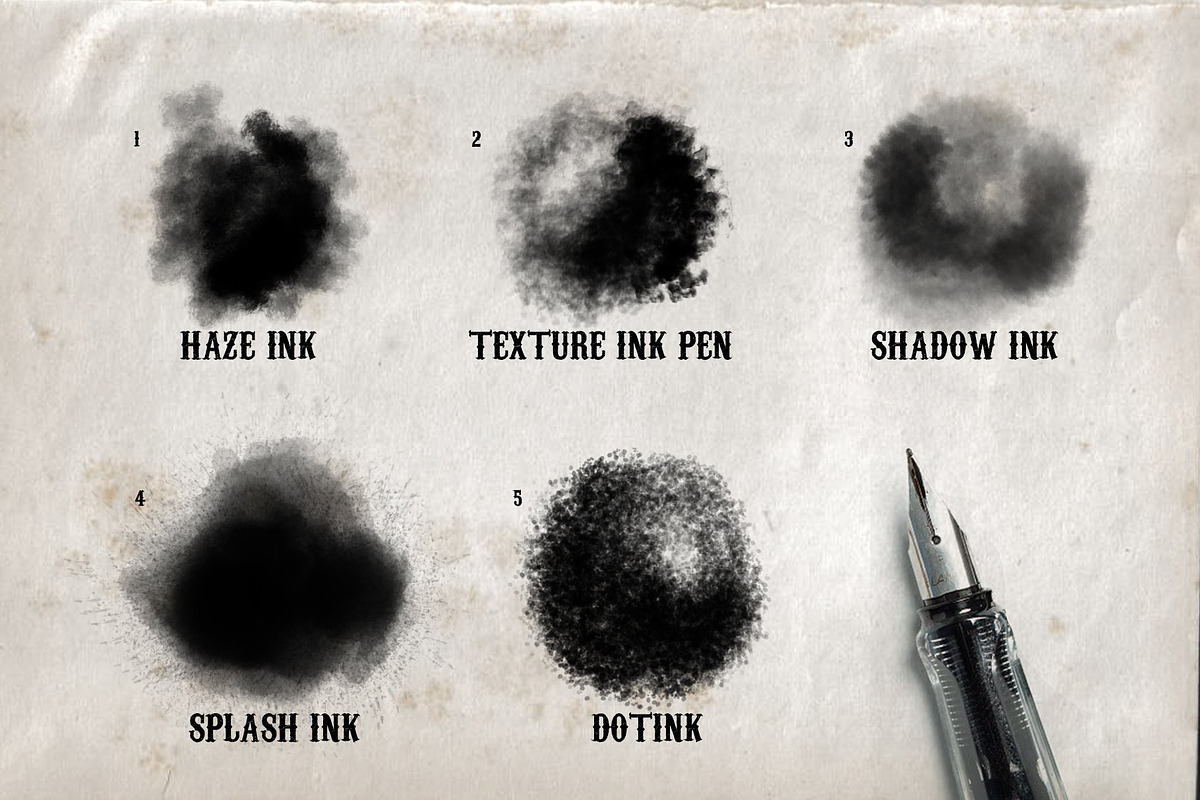 Real Ink Brushes for Photoshop, a Brush Add-On by Eliza Moreno Illustration