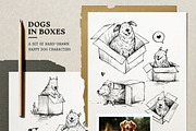 Dogs in Boxes Graphic Set, an Animal Illustration by Yeticrab (Thumbnail 3 of 13)