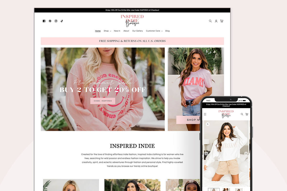 Indie - Pink Boutique Shopify Theme, a Shopify Template by InspiredTheme (Photo 1 of 9)