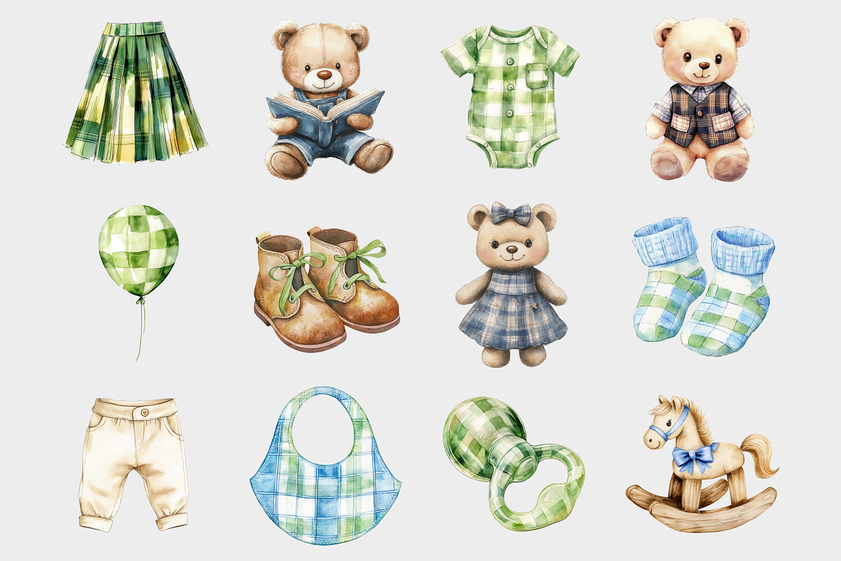 Watercolor Teddy Bear Clipart, a Seasonal Illustration by Design Market (Photo 5 of 5)