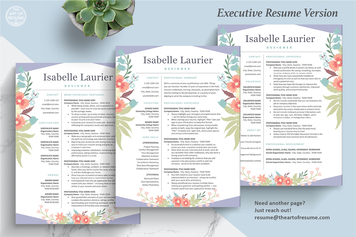 Floral Resume | Creative CV Template, a Resume Template by The Art of Resume (Photo 5 of 8)