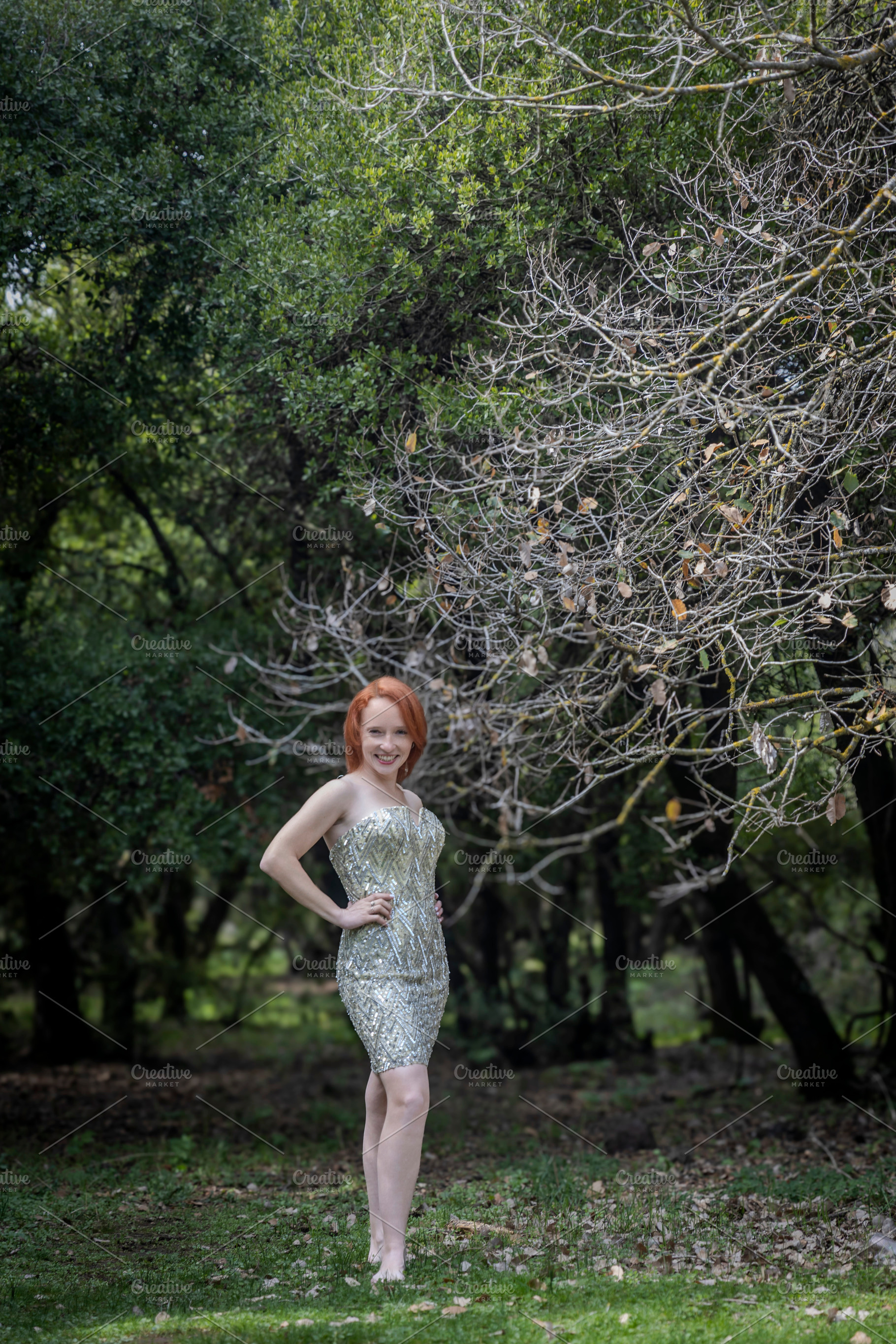 Smiling red hair woman in a sparklin, a Person Photo by Imaginarium