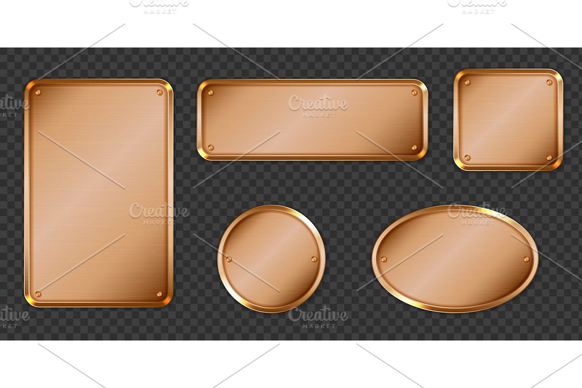 Bronze metal nameplates with edges, an Object Illustration by art PVP - market