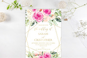 Hot Pink and Gold Blush Pink Roses, an Invitation Template by DreamsClipArt (Thumbnail 2 of 4)