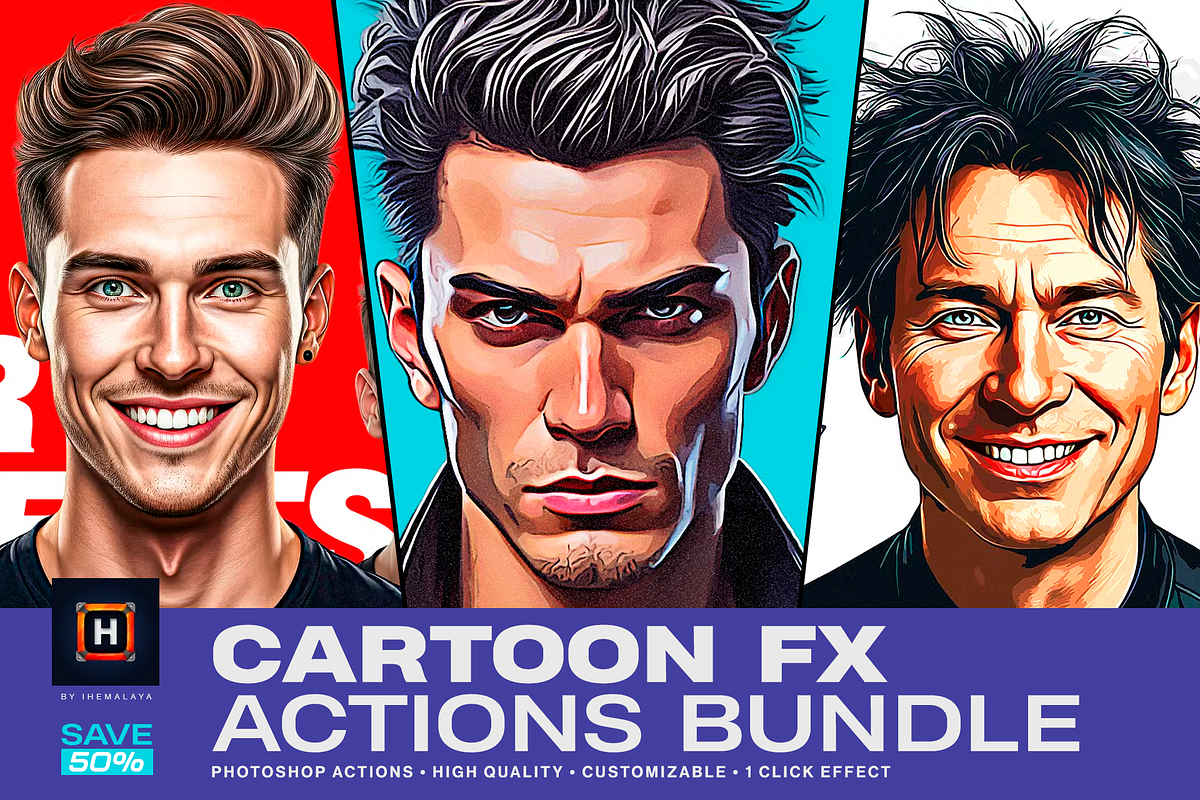 Cartoon FX Photoshop Actions Bundle, an Action Add-On by iHemalaya (Photo 1 of 4)