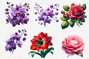 Watercolor Floral Clipart, an Illustration by Designworld (Thumbnail 5 of 6)
