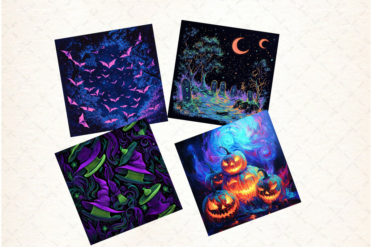 Neon Halloween Digital Paper, a Pattern Graphic by Libby Wishes (Photo 5 of 6)