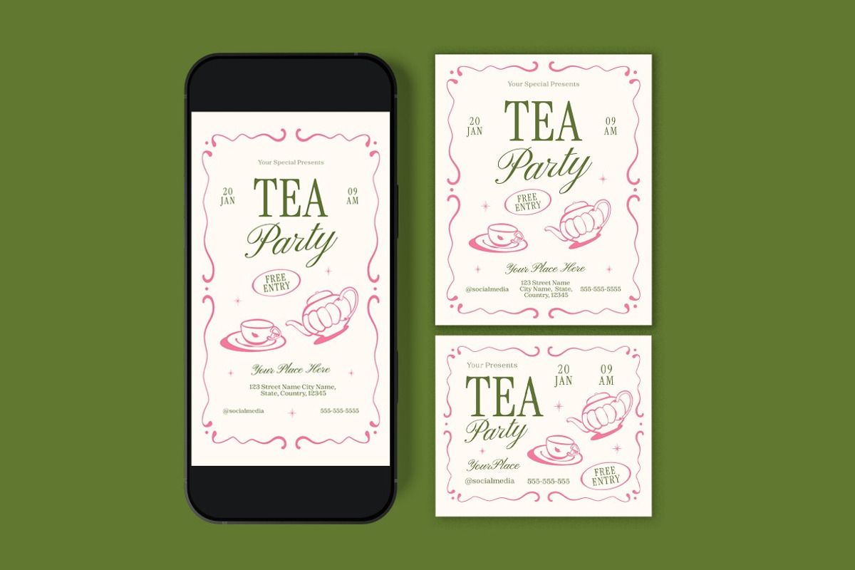 Tea Garden Party Flyer, a Flyer Template by graphicook (Photo 3 of 3)
