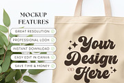 Natural Tote Bag Mockup, Flat Lay, a Merchandise Mockup by OniriqveDesigns (Thumbnail 2 of 3)