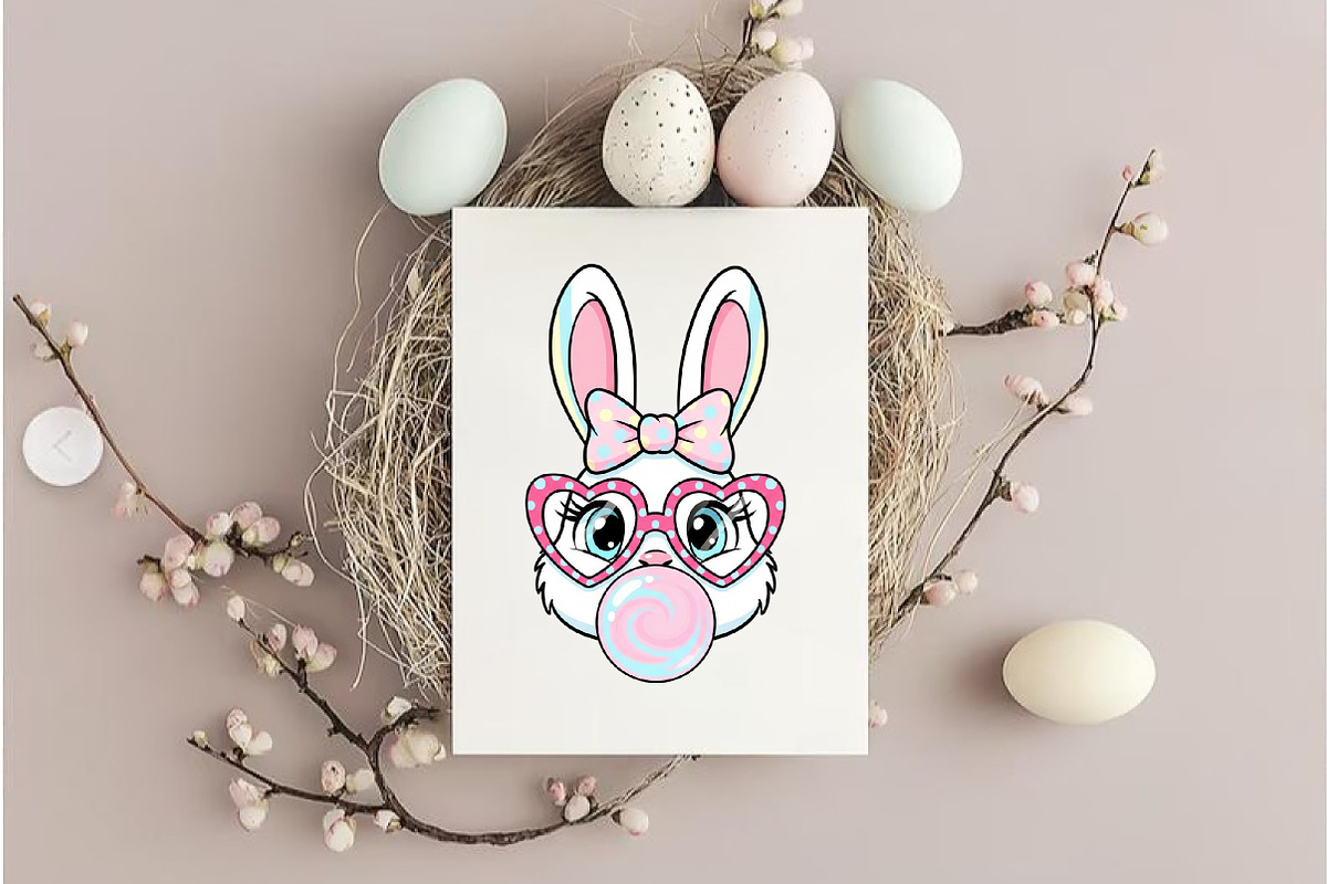 Cute Rabbit with Polka Dot Bow PNG, an Illustration by DreamArtGraphic (Photo 4 of 4)