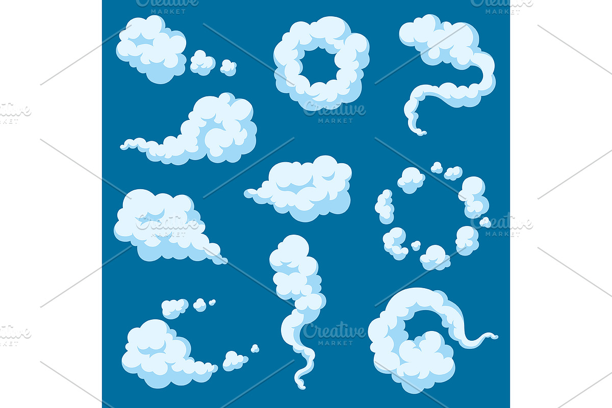 Set of cartoon of smoke., an Object Graphic by incomible