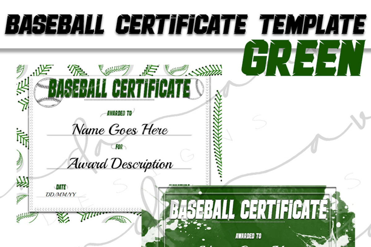 Baseball Sports Certificate Green, a Stationery Template by Brenda Avila Designs (Photo 2 of 2)
