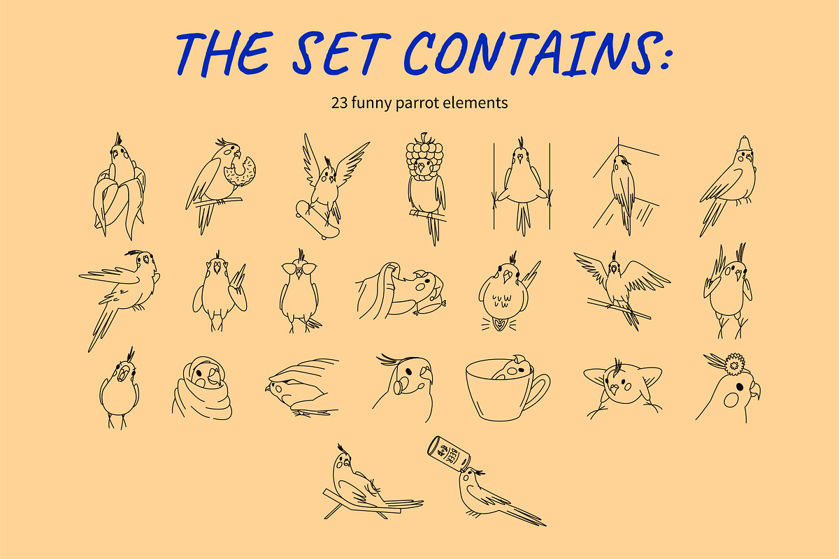 23 Funny parrots vector illustration, an Animal Illustration by Yanakicc (Photo 6 of 9)