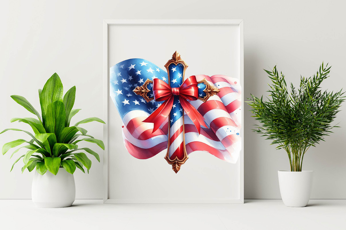 Christian Cross 4th of July USA Bow, an Illustration by SVGArt (Photo 5 of 8)