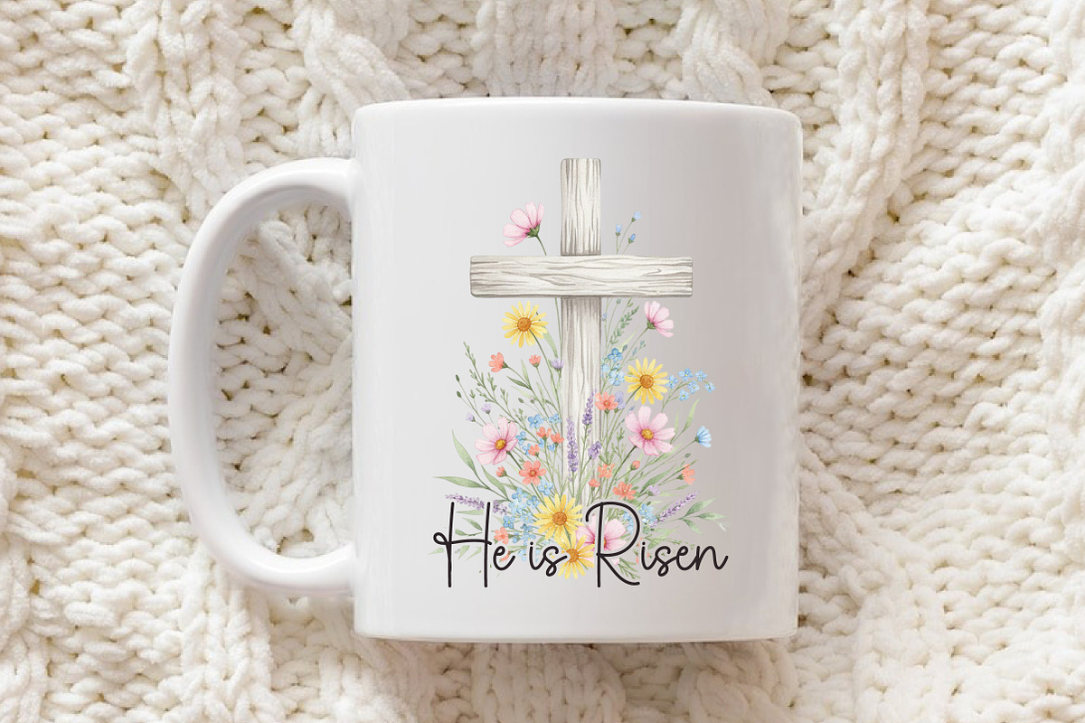 He is Risen Easter Floral Cross PNG, an Illustration by Libby Wishes (Photo 4 of 6)