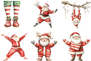 Watercolor Funny Skinny Santa PNG, an Illustration by CraftArtStudio (Thumbnail 3 of 6)