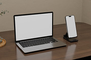 Laptop & Phone Mockup, a Mockup by Mockupnine (Thumbnail 2 of 7)