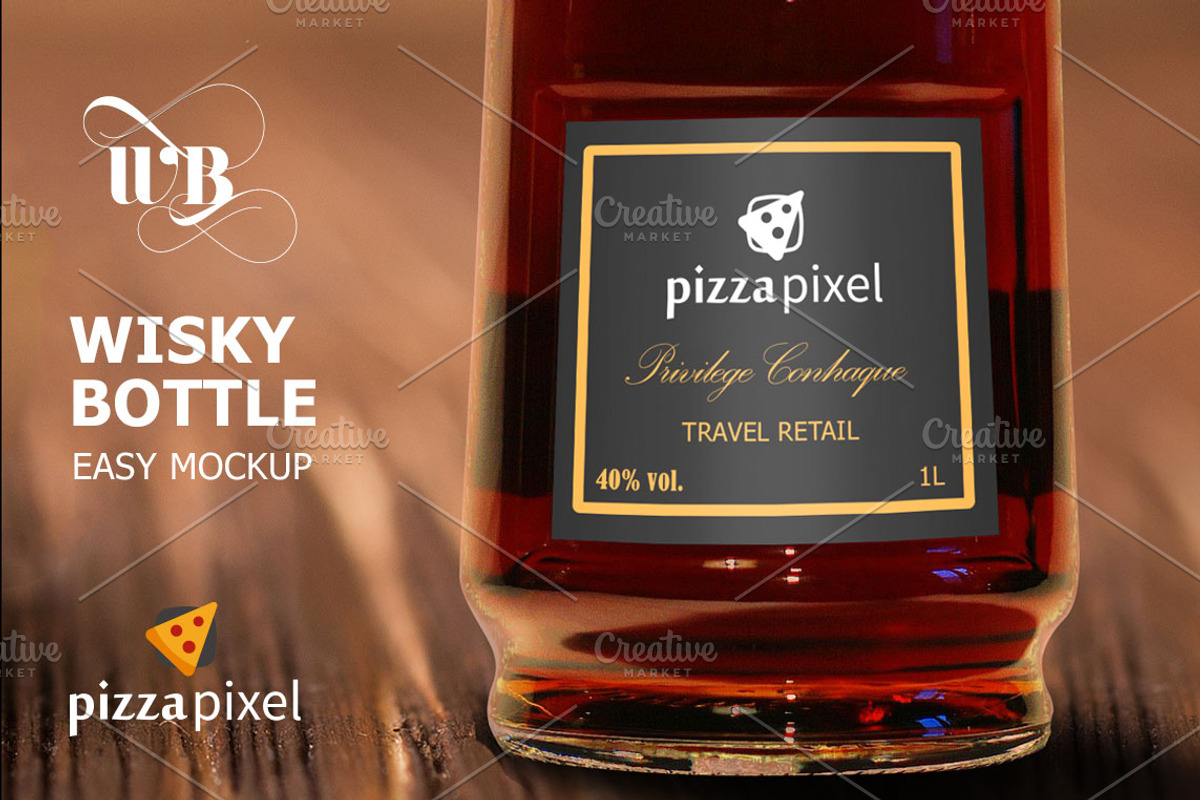 Easy Wisky Bottle Mockup (SALE), a Product Mockup by Pizza Pixel (Photo 2 of 4)