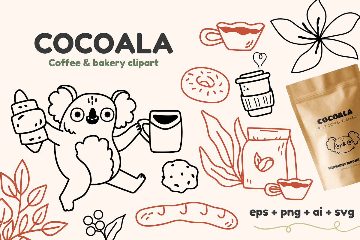 Mascot logo & coffee shop line art, a Graphic by Heartwarming Art (Photo 1 of 12)