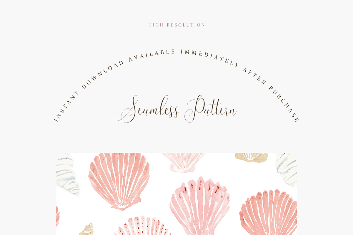 Seamless Seashell Watercolor Pattern, a Pattern Graphic by Pati Charm Studio (Photo 2 of 8)