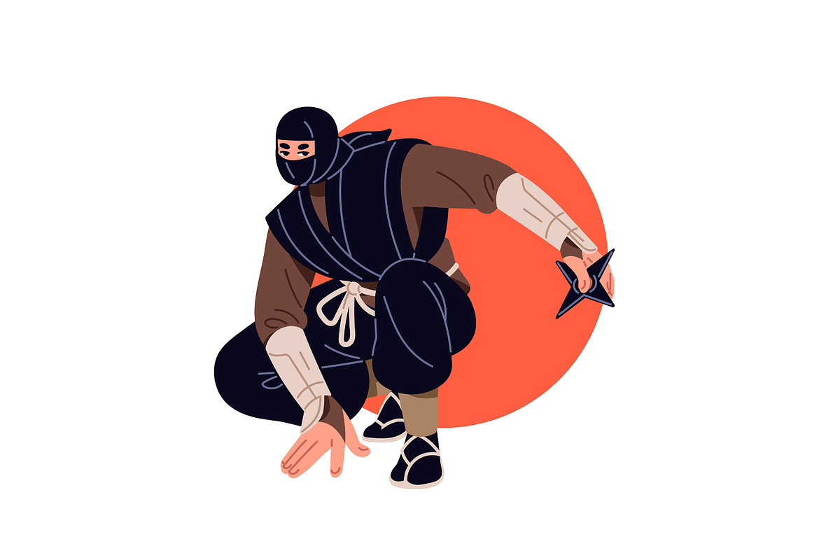 Ninja, shinobi, Asian warriors set, a Person Illustration by PaperTrident (Photo 12 of 16)