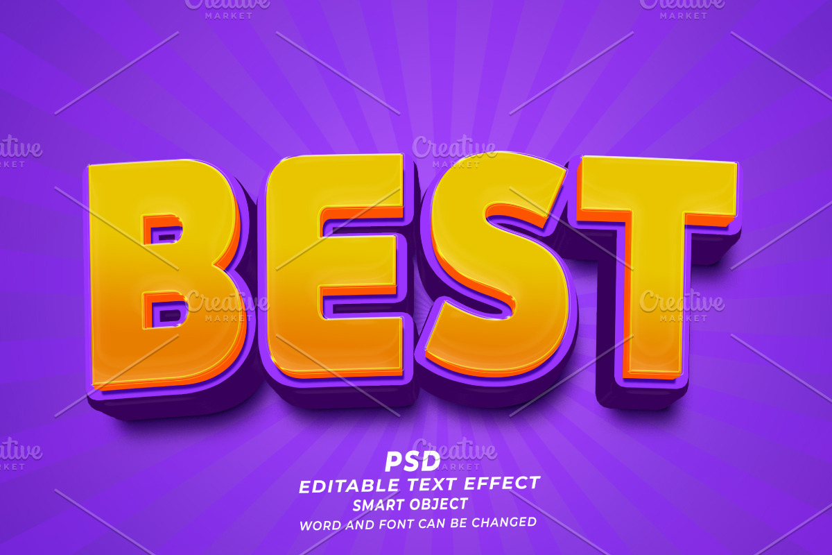 Best 3D Editable Text Effect PSD, a Layer Style Add-On by TrueVector (Photo 1 of 2)