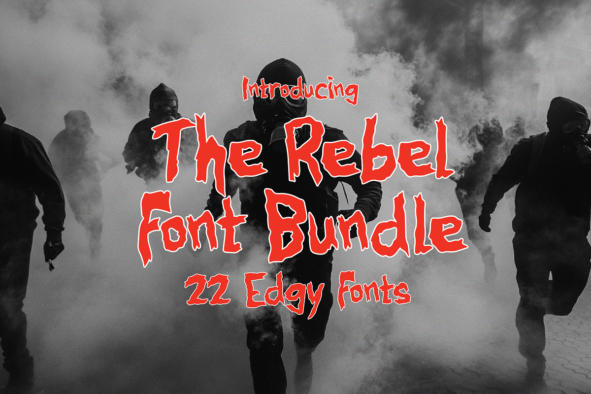 Rebel Font Bundle - 22 Edgy Fonts, a Sans Serif Font by HipFonts (Photo 1 of 9)