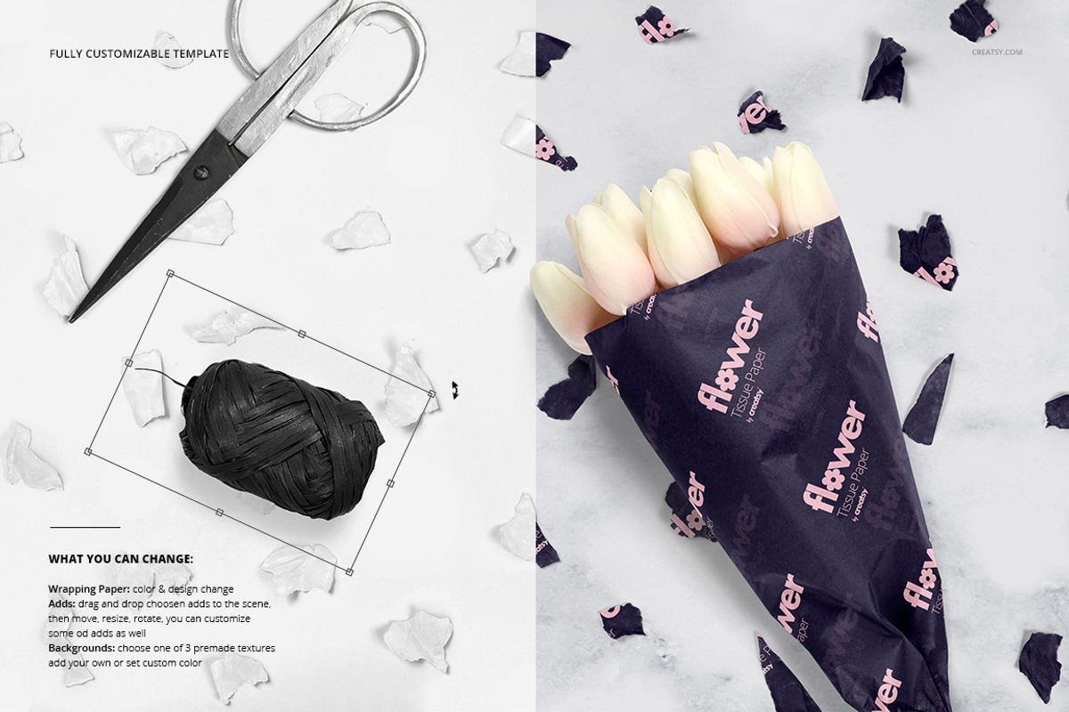 Flower Wrapping Paper Mockup Set, a Pens & Pencil Mockup by creatsy5 (Photo 5 of 19)