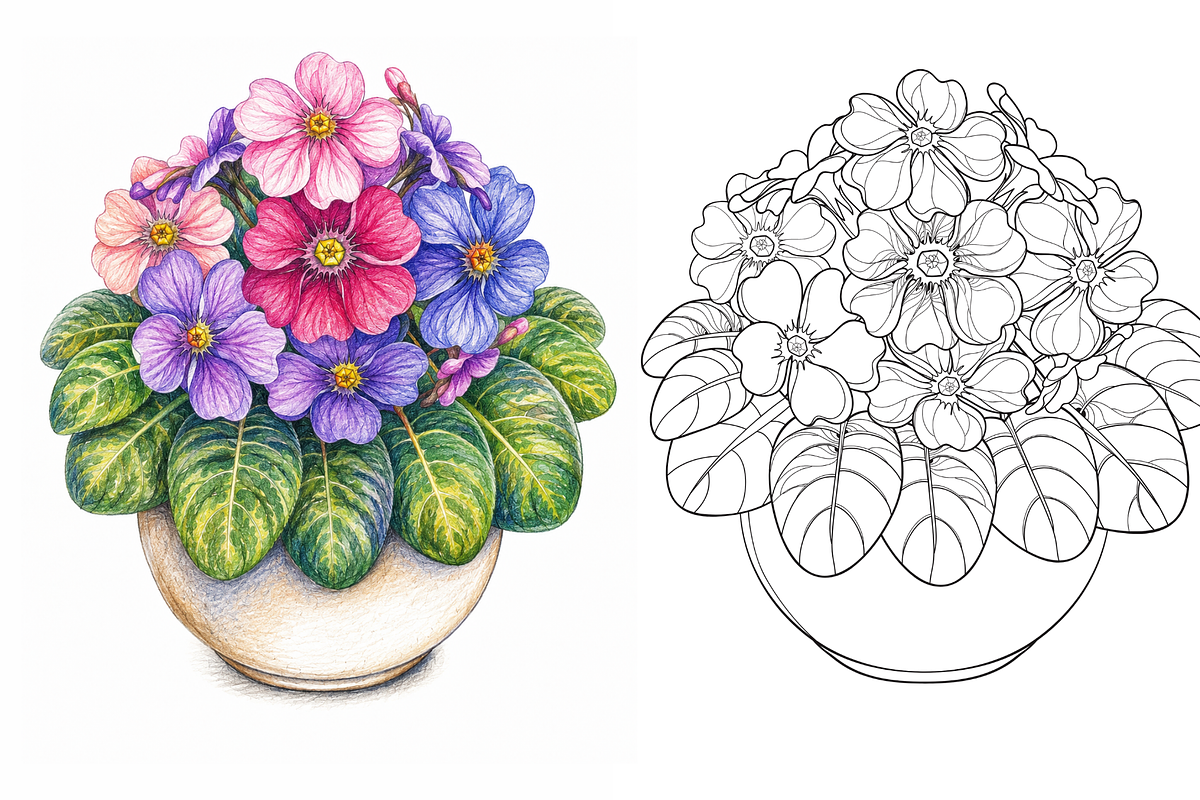 100 Flowers Coloring Book, a Decorative Illustration by MarisoArt (Photo 6 of 9)