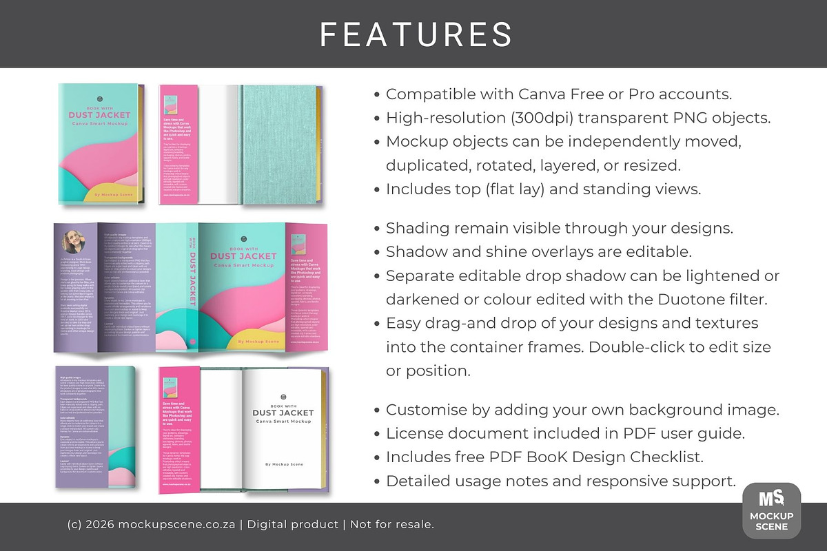 Book with Dust Jacket Canva Mockup, a Books & Magazine Mockup by Mockup Scene (Photo 4 of 13)
