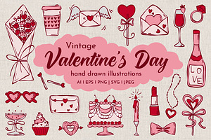 Vintage Valentine's Clipart Set