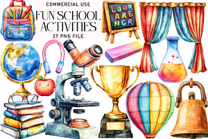 Fun School Activities Clipart, an Illustration by Daily.Designs