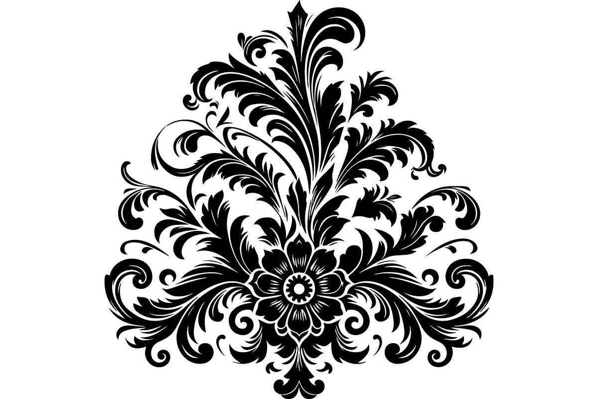 Baroque Black Floral Ornament Set, an Object Graphic by Designer_Momina (Photo 9 of 13)
