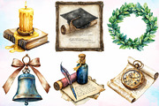 Watercolor Vintage Graduation PNG, an Education Illustration by Canvas Craft (Thumbnail 2 of 3)