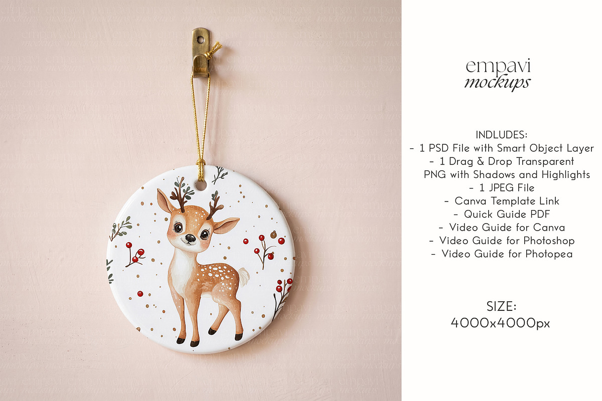 Round Ceramic Ornament Mockup, a Household Mockup by EmpaviMockups (Photo 5 of 6)