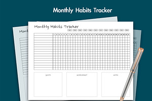 Monthly Habits Tracker Planner