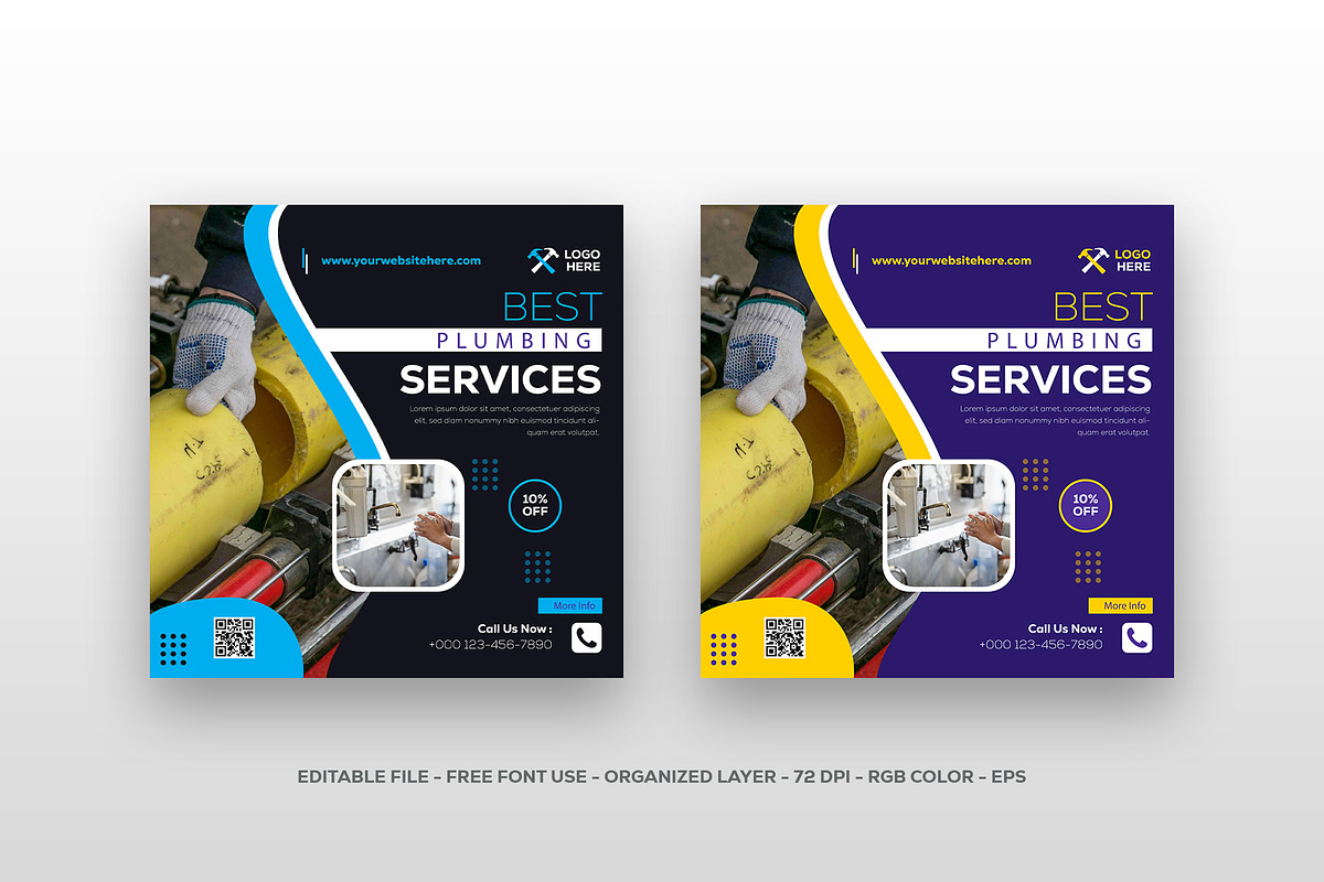 Plumber social media post banner, a Social Media Template by Tahnix Creative (Photo 1 of 3)