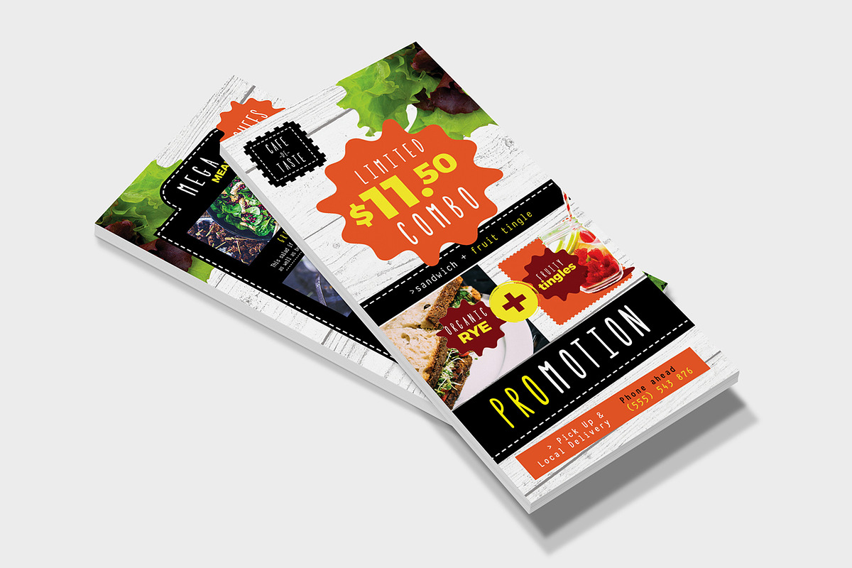 DL Salad Menu Template, a Flyer Template by BrandPacks
