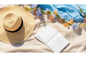 summer holiday flat lay ai generated, a Holiday Photo by pikepicture