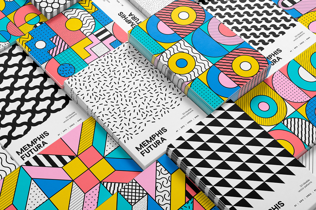 Memphis Futura patterns, a Pattern Graphic by Designnina Shop (Photo 3 of 9)