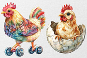 Funny Chiken Clipart, an Illustration by DreamCafeArt (Thumbnail 4 of 5)