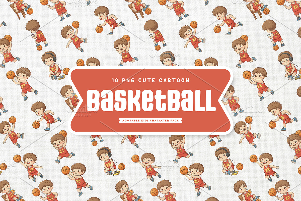 Adorable Basketball Kids Cartoon, a Sport Illustration by Gohsantosa (Photo 2 of 4)
