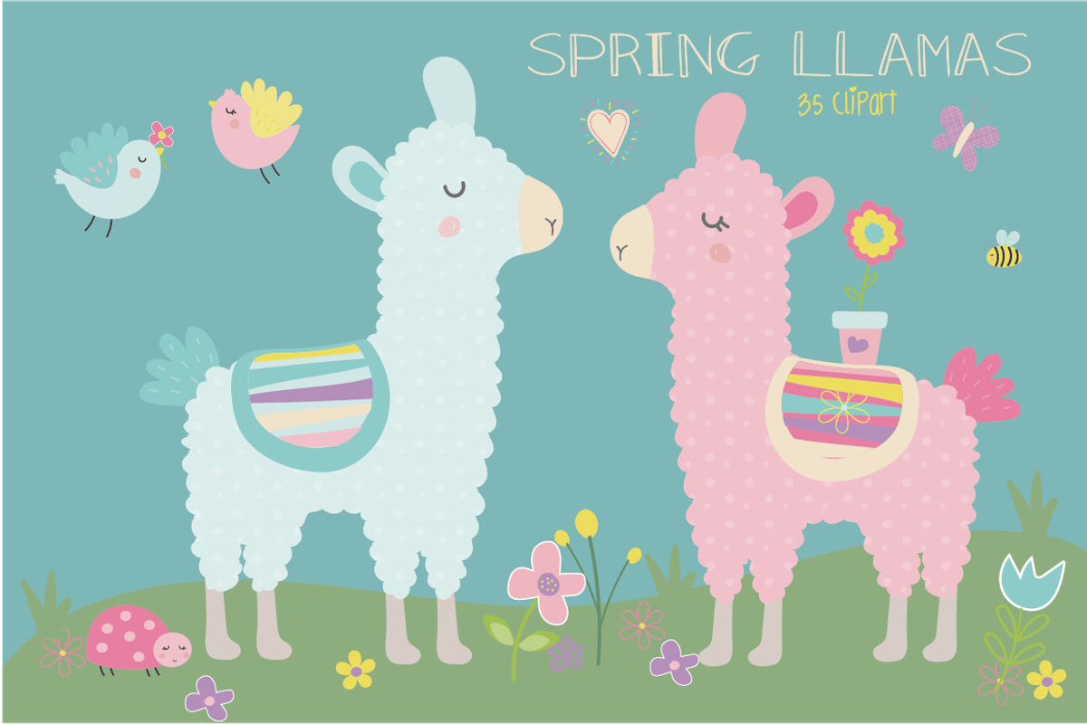 Spring llama, a Decorative Illustration by Poppymoondesign (Photo 1 of 2)