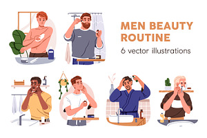 Men beauty & skin care routine set, a Person Illustration by Good Studio