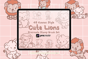 Lion Procreate Stamp Brush Set